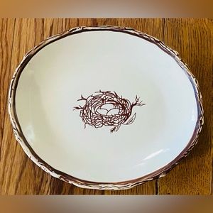 Jeremie  Rustic Oval Serving 8” Plate, 8"; 3 Eggs In A Nest